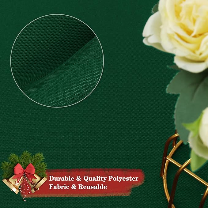sancua 6 Pack Round Tablecloth 90 Inch Hunter Green, Stain and Wrinkle Resistant Table Cloth - Washable Polyester Decorative Fabric Table Cover for Dining Tables, Christmas Parties and Camping