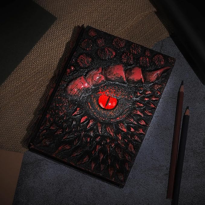 molshine A5 (7.3" x 5.1") 3D Dragon Embossed Journal,Resin Engraving Notebook,Retro Diary,100 Sheets Blank Paper,Hardcover Travel Notepad for Writing,Sketchbook,Collection,Gift,Decoration (Red)