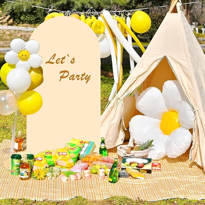 Beige Arch Cover 4ft Arch Backdrop Cover Spandex Fitted Wedding Arch Covers Round Top Arch Frame Cover Chiara Arch Cover Backdrop Fabric for Baby Shower Birthday Garden Party Celebration