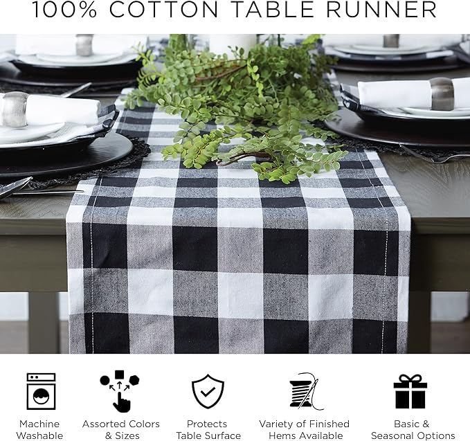 DII Woven Basic Tabletop Collection Chevron Table Runner, 15x72, Gray