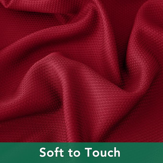 Biscaynebay Textured Fabric Round Christmas Tablecloths 70", Red Water Resistant Tablecloths for Dining, Kitchen, Wedding & Parties, etc Machine Washable