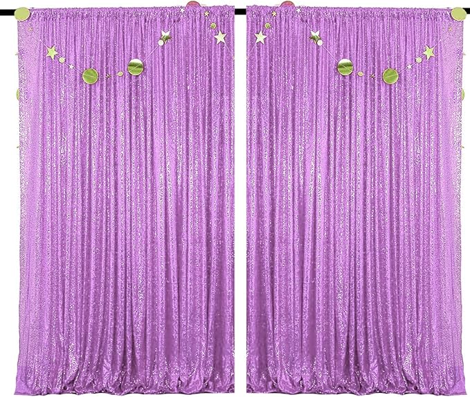 4FTx8FT Lavender Sequin Curtains 2 Panels Sparkly Background Drapes for Party Birthday Wedding Sparkly Background Decor