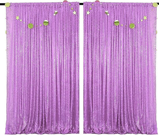 4FTx8FT Lavender Sequin Curtains 2 Panels Sparkly Background Drapes for Party Birthday Wedding Sparkly Background Decor
