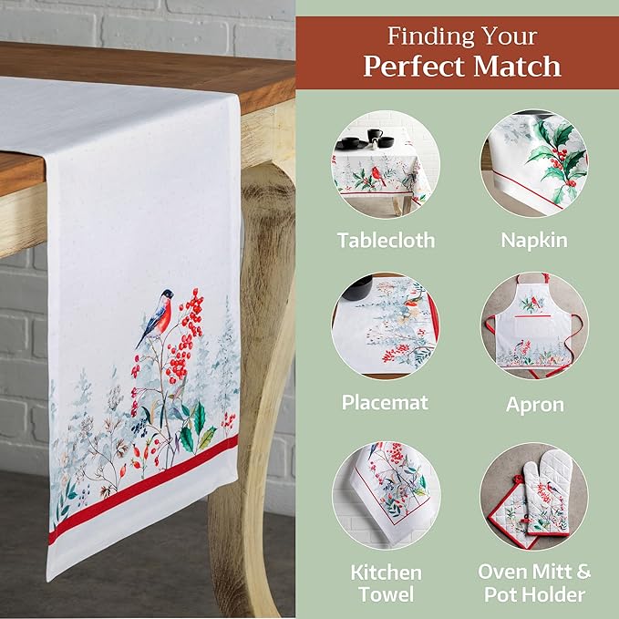 Maison d' Hermine Table Runner 100% Cotton Single Layer Table Runners 108 inches Long for Thanksgiving Christmas Decorations Home Kitchen Dining Party Wedding (Morzine, 14.5" x 108")