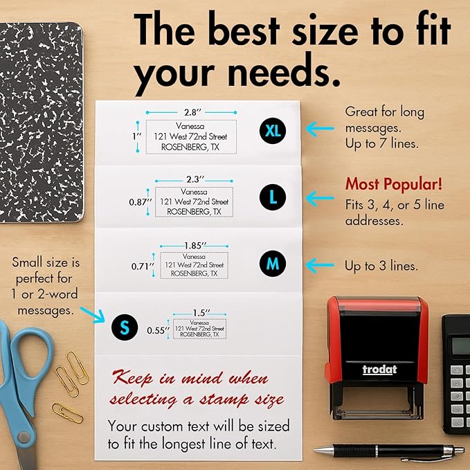 Custom Stamps Self Inking - Personalized Rubber Stamp Set – Use for Address, Logo, Signature, Return Address, Name Stamp - Multiple Font, Ink Color Options (Square)