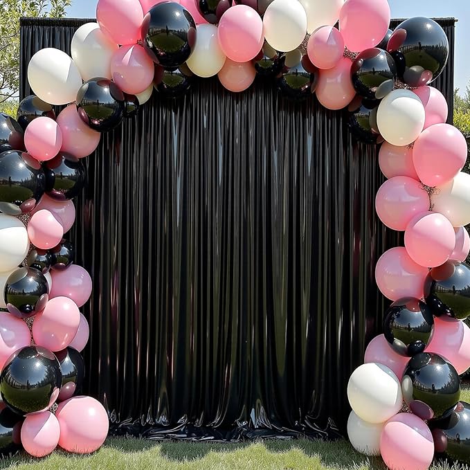 20x10 ft Wrinkle Free Black Sequin Backdrop Curtain for Parties,Thick Not Fall Glitter Wedding Drapes Backdrop,4 Panels 5x10ft Shimmer Photo Wall Back Drop Cloth for Birthday Photography Background