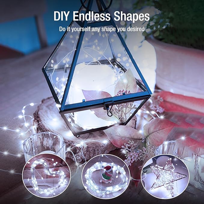 50 Pack Fairy Lights Battery Operated - 7ft 20 Led Twinkle Lights 3 Modes, Bulk Mini String Lights Waterproof for Mason Jars Vases DIY Party Wedding Decoration Christmas -Cool White