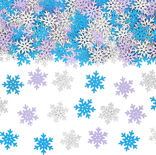 200PC Winter Wonderland Birthday Decorations Silver Blue Purple Snowflake Confetti Christmas Holiday Baby Shower Party Table Decoration Supplies