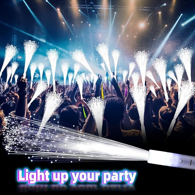 76 PCS White Fiber Optic Sticks, LED Fiber Wands, Fiber Optic Wand with 3 Light Modes, Glow in the Dark Party Supplies, Wedding Party Supplies, for Wedding, New Year, Birthday, Carnival