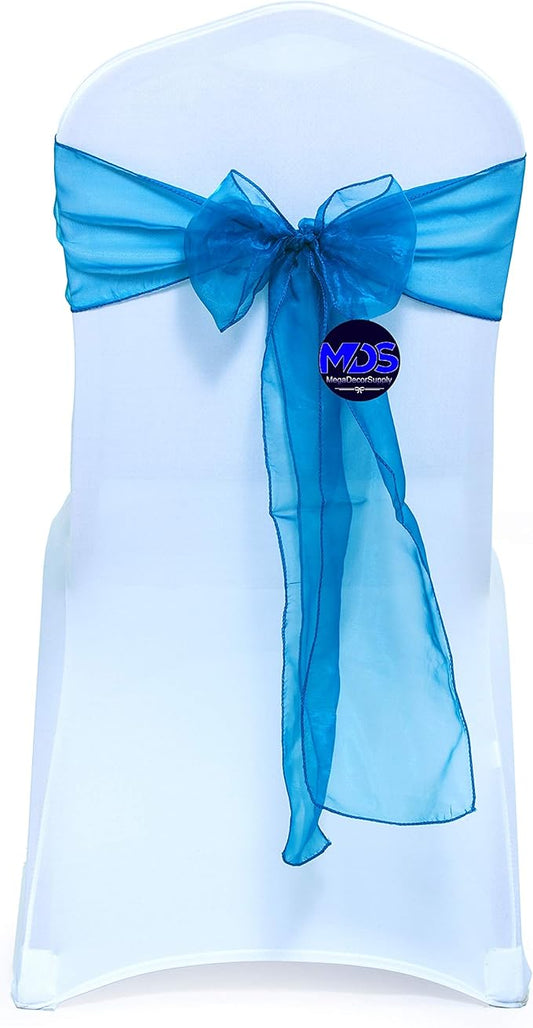 MDS Pack of 300 PCS Organza Chair Sashes Wider Dining Chair Bows Ribbon Tie Back for Wedding Party Birthday Bridal Shower Reception Event Banquet Home Chair Cover Decoration - Dark Teal