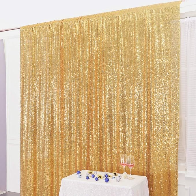 Gold Sequin Photography Backdrop Curtain for Wedding Party Decoration Festival Ceremony 8ft x 8ft Gold
