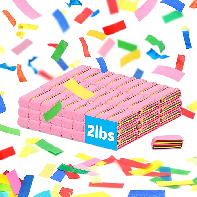 Multicolor Confetti Paper - BULK 2.2lbs | 1kg, Biodegradable Tissue Paper, Rainbow Light Weight, Non-Staining Paper, for Events, Crafts, Decorations
