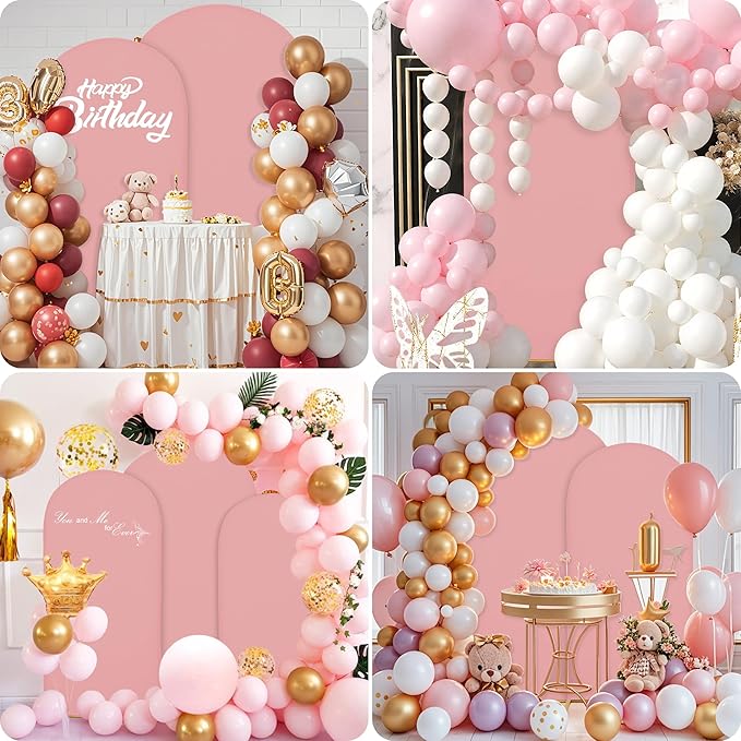 7.2FT Wedding Arch Covers Arch Backdrop Cover Arch Stand Covers Set Arch Cover Spandex Fabric Stretchy Backdrop for Wedding Birthday Party Decoration Baby Shower (Light Pink)