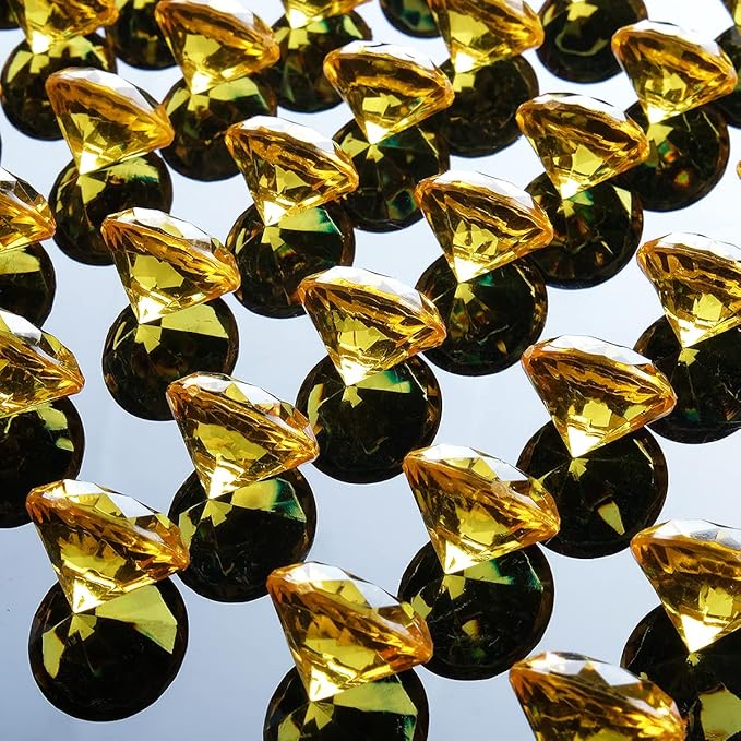 Acrylic Diamond Fake Gems Vase Filler, Babenest 240pcs 3/4 Inch Faux Diamonds Crystals Jewels for Table Scatters Wedding Party Event Arts & Crafts Birthday Decoration Favor (Gold)