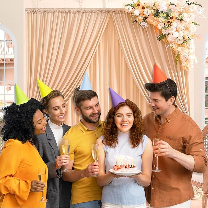 10 x 10 Feet Champagne Backdrop Curtain for Partie, Background Curtains for Photoshoot, Birthday, Wedding, Halloween, Thanksgiving, Christmas Day, New Year Party Decorations 5Ft x 10Ft, 2 Panels