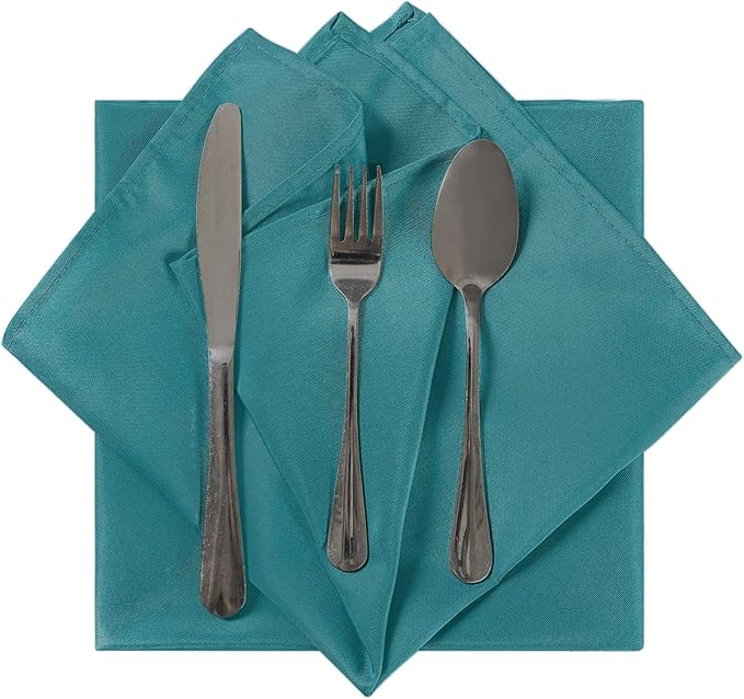 Cloth Napkins 17x17 inch Washable Polyester Dinner Napkins Soft Table Napkins for Wedding Party Dining Banquet(Teal,25PCS)