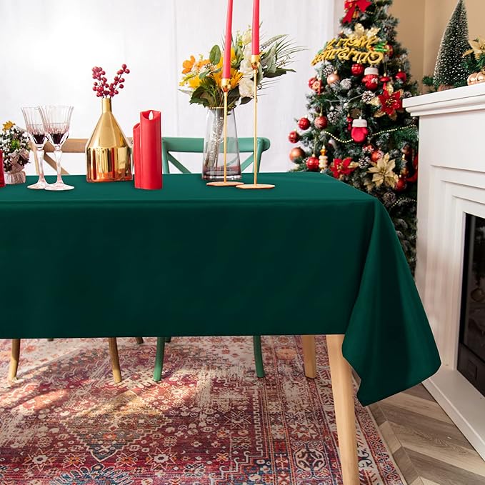 Fitable Square Tablecloth 60x60 inch Tablecloth Stain and Wrinkle Resistant Washable Polyester Table Cloth for Buffet Parties and Camping, Green