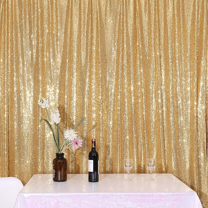 PartyDelight Sparkly Gold Sequin Backdrop 6Ft x 7Ft Photography Christmas Back Drop