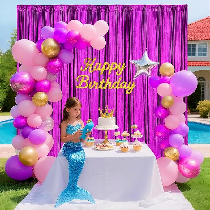 Back Drop Curtains for Parties 9.6x8FT Purple Background Drapes Shimmer Photo Photography for Hallween Ceremony Home Decorations(2 Panels 4.8x8FT)
