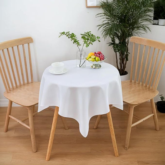sancua Small Square Tablecloths 36x36 Inch - White Table Cloth for Square or Round Tables, Washable Polyester Fabric Table Cover for Nightstand End Bedside Tables