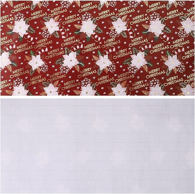 LeZakaa Christmas Wrapping Paper Roll - Red Flower & Merry Christmas Gold Foil Pattern for Holiday, Party - 17 inches x 32.8 Feet (46.45 sq.ft.)