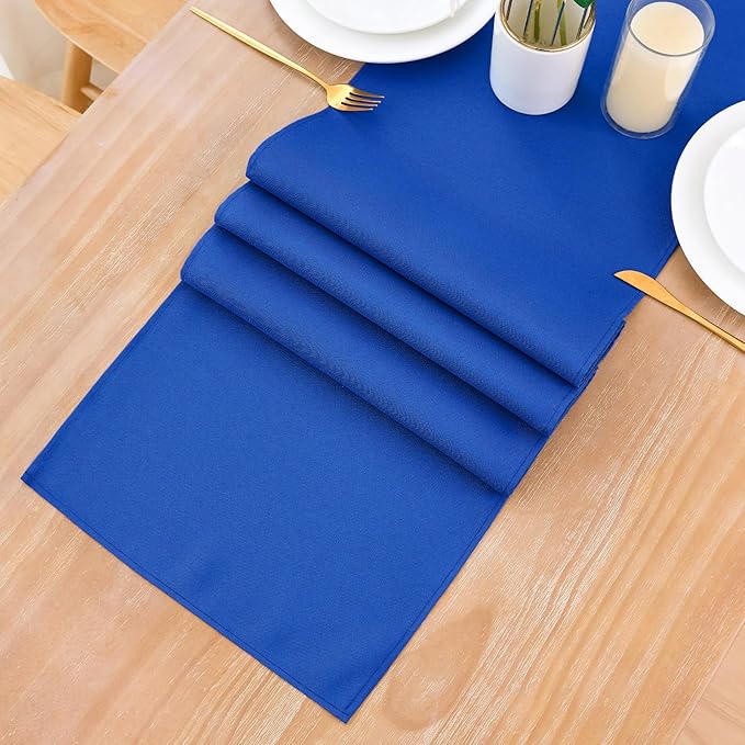 2 Pack Blue Small Short Table Runner 12 x 36 Inch Solid Color Runners Coffee Table Dresser for Daily Party Home Decoration