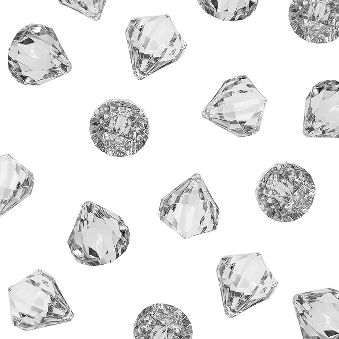 Super Z Outlet Acrylic Clear Ice Rock Diamond Crystals Treasure Gems for Table Scatters, Vase Fillers, Event, Wedding, Arts & Crafts, Birthday Decoration Favor (60 Pieces)