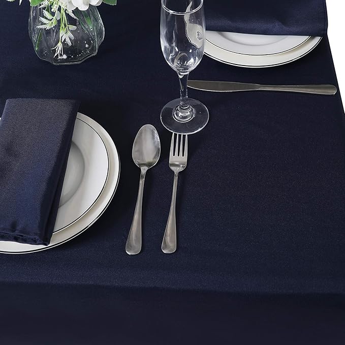 Cupuamon Square Tablecloth 52x52 inch Washable Polyester Fabric Table Cloth for Wedding Party Dining Banquet Decoration（52x52,Navy）