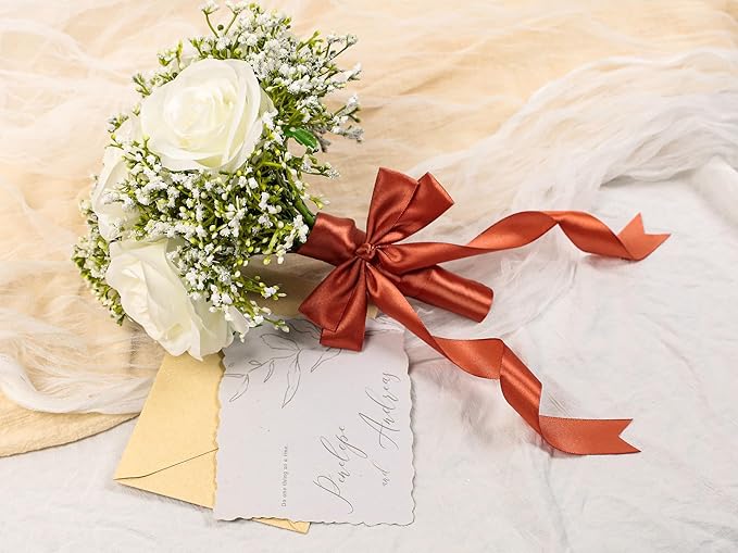Copper Satin Ribbon 1 inch X Continuous 100 Yards, Single Face Polyester Ribbon Perfect for Gift Wrapping, Flower Bouquet, Wedding Decor, Crafts, Bow Making, Sewing and More
