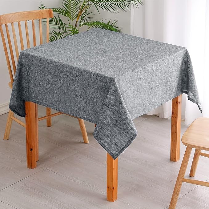 Hiasan 2 Pack Faux Linen Square Tablecloth - Wrinkle and Stain Resistant Washable Table Cloth for Kitchen Dining Room Holiday Table Cover for Party Dinner, Grey, 54 x 54 Inch