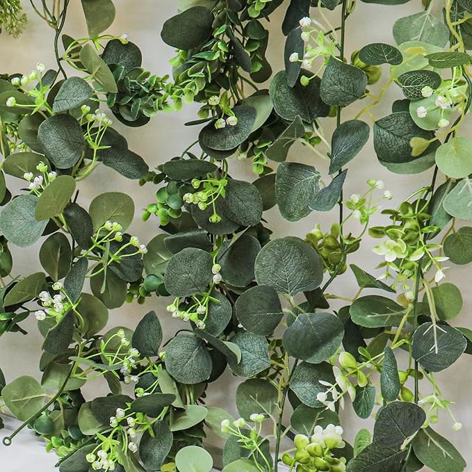 Uguisu 5.9ft Artificial Greenery Garland, Eucalyptus Garland, Fake Greenery Hanging Vine Decorations for Wedding Arch, Table, Party, Backdrop, Mantel, Indoor and Outdoor Home Decor. (1pcs/Green)