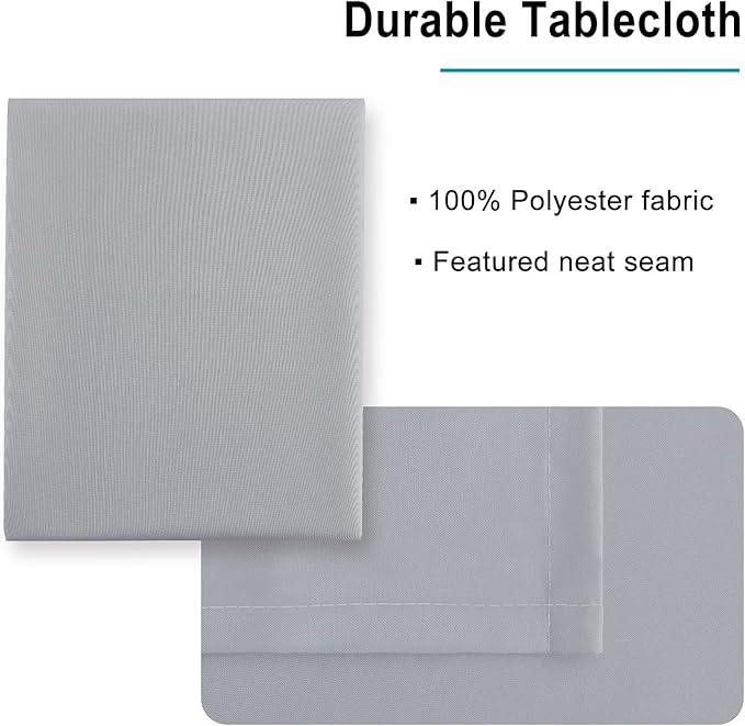 Hiasan Silver Grey Square Tablecloth - Waterproof and Spillproof Washable Fabric Table Cloth for Dining Room Kitchen Party and Outdoor, 60 x 60 Inch