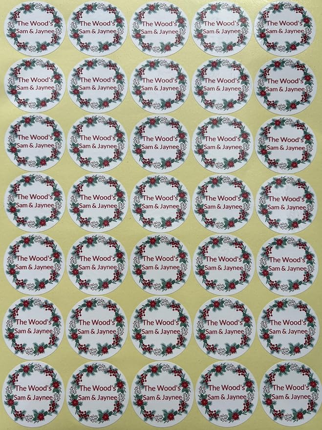 Premium Custom Stickers Labels - Personalized Stickers for Businesses Logo and Name. Birthday Pets and Label Product Boxes Wedding Favors Waterproof Labels (Wreath 1, 2 inch)