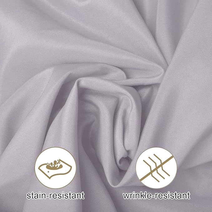 Ascoza 2pack 132 Inch Silver Round Tablecloth in Washable Polyester Fabric for Wedding/Banquet/Restaurant/Parties