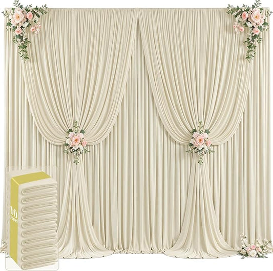 50ft x 12ft Beige Backdrop Curtains Wrinkle Free Backdrop Curtain for Wedding Parties Beige Fabric Backdrops Drapes Back Drop Cloth Bridal Shower Stage Curtains Wedding Decorations for Reception
