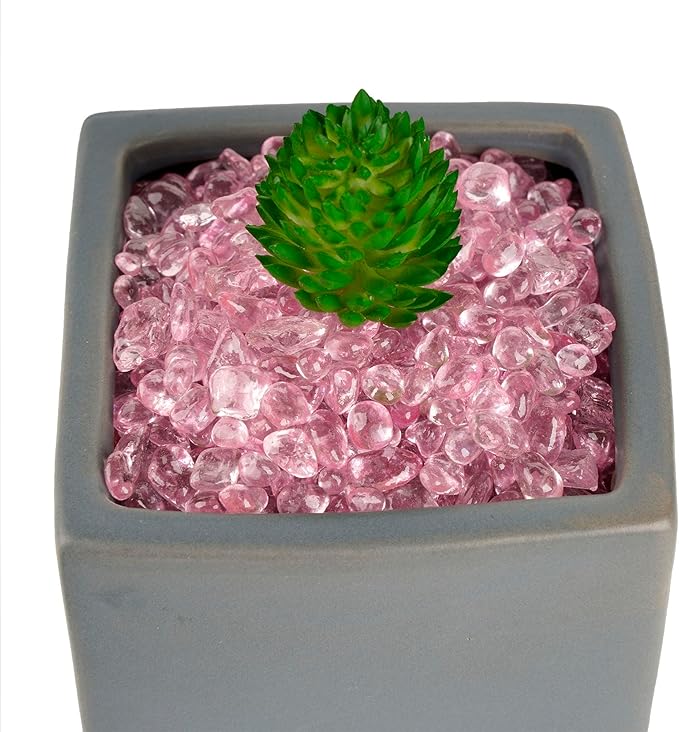 WAYBER Glass Stones, 1Lb/460g Irregular Sea Glass Dercorative Rocks Non-Toxic Artificial Crystal Pebbles for Aquarium Decoration/Vase Filler/Table Scatter/Handcraft/Jewelry Making/Gems Display, Pink