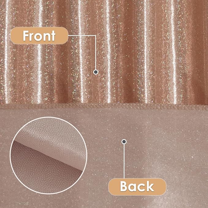 Fitable Rose Gold Sequin Tablecloth for Parties - 2 Pack, 60x102 Inch - Sparkle Glitter Rectangle Tablecloth for 8 Foot Tables, Party Table Overlays for Wedding Baby Shower Photography