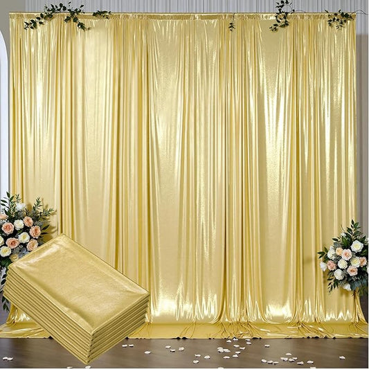 Outpain 30x10ft Gold Sequin Backdrop Curtains -Heavy Duty Gold Photography Backdrops with Non-Shedding Glitter, Wrinkle-Free Stage Drapes for Wedding/Christmas/Studio Shoots (5x10ft 6 Panels)