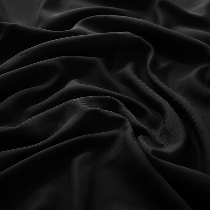 VACVELT Wedding Arch Draping Fabric - Black Chiffon, 1 Panel Sheer Drapes, 30 Inch x 20ft Chiffon Backdrop Curtain, Outdoor Sheer Drapery for Ceremony Party Ceiling
