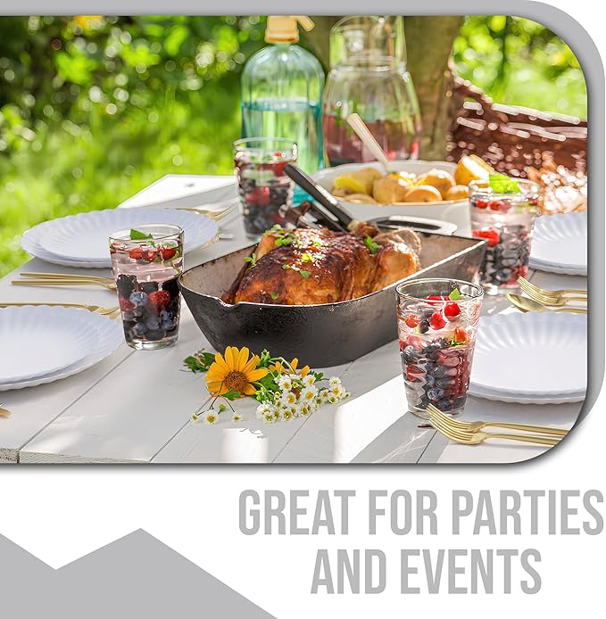 Trendables Scalloped Paper Plates 8.5 Inch & 10.5 Inch 80 Pcs Dinner Plate Set Fancy Disposable Plates for Party for 40 Guests 40 X 8 & 40 X 10 Large & Small Paper Plate Set for Parties Snow