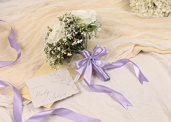 Lavender Satin Ribbon 1 inch X Continuous 100 Yards, Single Face Polyester Ribbon Perfect for Gift Wrapping, Flower Bouquet, Wedding Decor, Crafts, Bow Making, Sewing and More