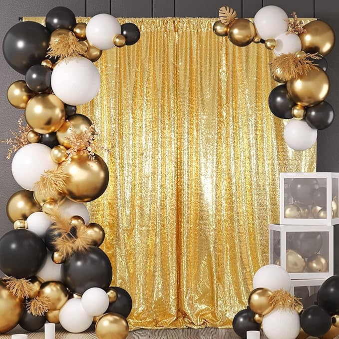 Gold Sequin Backdrop 20FTx10FT NO See-Through Photobooth Backdrop Curtains for Birthday Party Wedding Decoration