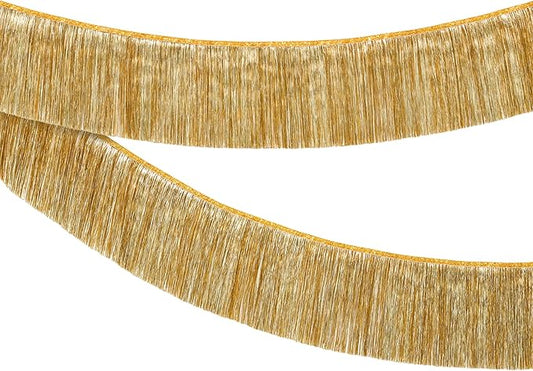 KatchOn, Large Champagne Gold Fringe Garland - 6.5 Feet, Pack of 2 | Foil Fringe Banner for 50th Birthday Decorations | Gold Streamers for Casino, Bachelorette, Retirement, Anniversary Decorations