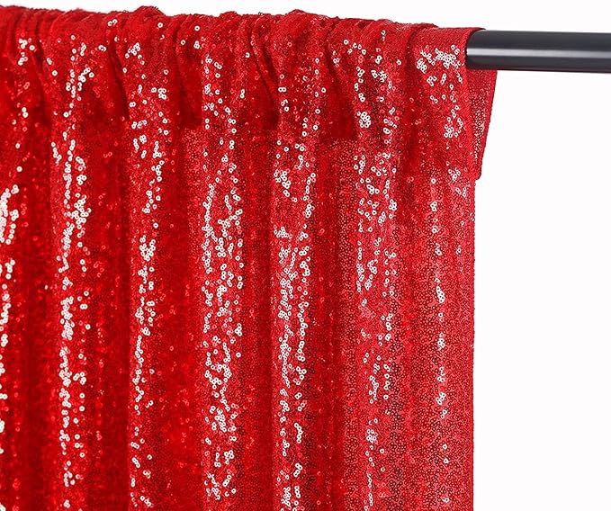 JYFLZQ Red Sequin Backdrop Curtains 10ft x 10ft 1 Panel Glitter Photo Booth Backdrops Sparkly Photography Background Drapes for Parties Wedding Bridal Showers…