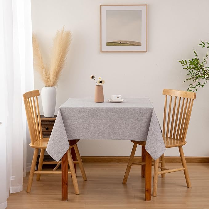 Hiasan 2 Pack Faux Linen Square Tablecloth - Wrinkle and Stain Resistant Washable Table Cloth for Kitchen Dining Room Holiday Table Cover for Party Dinner, Stone, 30 x 30 Inch