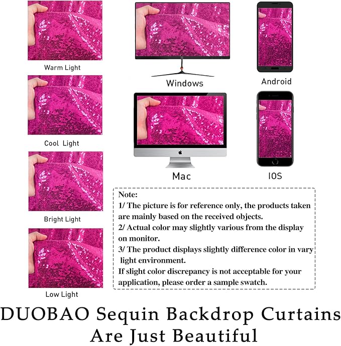 DUOBAO Sequin Backdrop Curtain Hot Pink Photo Background 4FTx7FT Sequin-Backdrop Baby Shower Curtains for Pictures Shimmer Wall Backdrop for Wedding Party Decorations(4FTx7FT, Fuchsia)