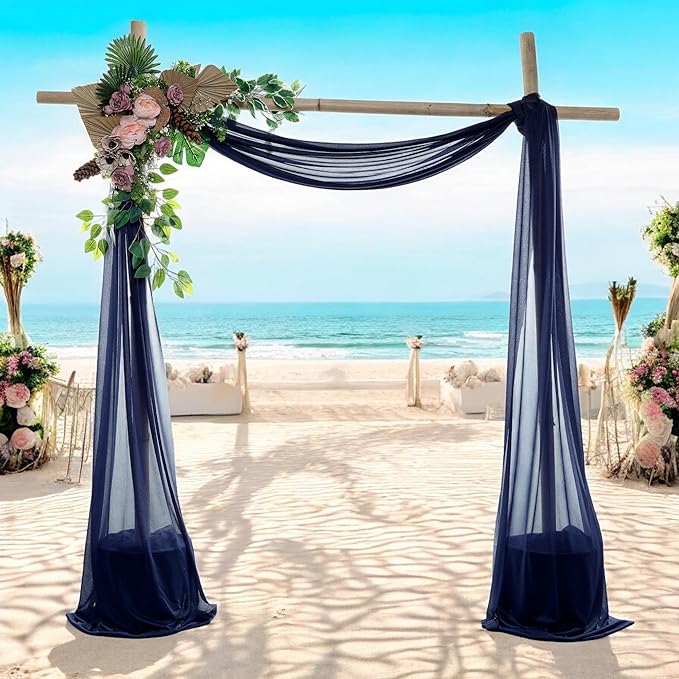 MDS Halloween Chiffon Draping Fabric - 2 Panel, 30" Wide x 20ft Long - Sheer Spooky Arbor & Canopy Drapery for Haunted House Backdrops, Party Ceilings, DIY Costumes & Themed Events - Navy Blue