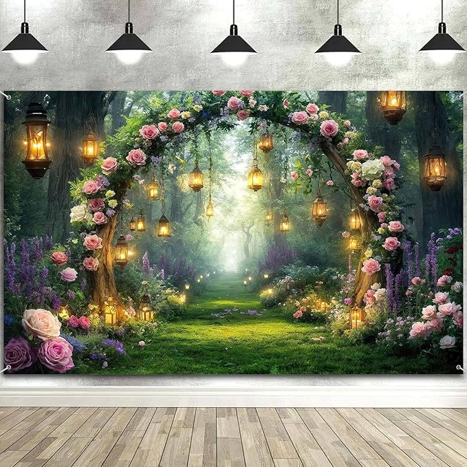 5x4ft Purple Flower Wedding Photography Backdrop Lavender Floral Wedding Bridal Photography Backdrop Anniversary Birthday Baby Shower Girl Party Banner Photo Booth Props Background Wall Decor