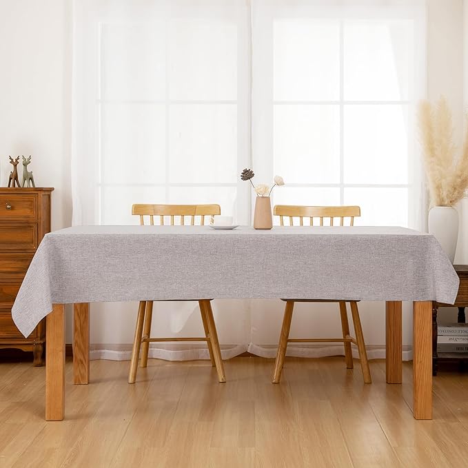 Hiasan 2 Pack Faux Linen Rectangle Tablecloth - Wrinkle and Stain Resistant Washable Table Cloth for Kitchen Dining Room Holiday Table Cover for Party Dinner, Stone, 54 x 108 Inch
