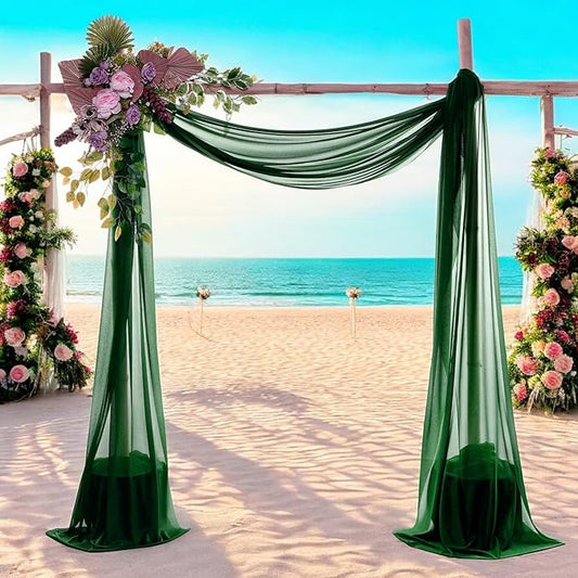 MDS Halloween Chiffon Draping Fabric - 1 Panel, 30" Wide x 100ft Long - Sheer Spooky Arbor & Canopy Drapery for Haunted House Backdrops, Party Ceilings, DIY Costumes & Themed Events - Hunter Green